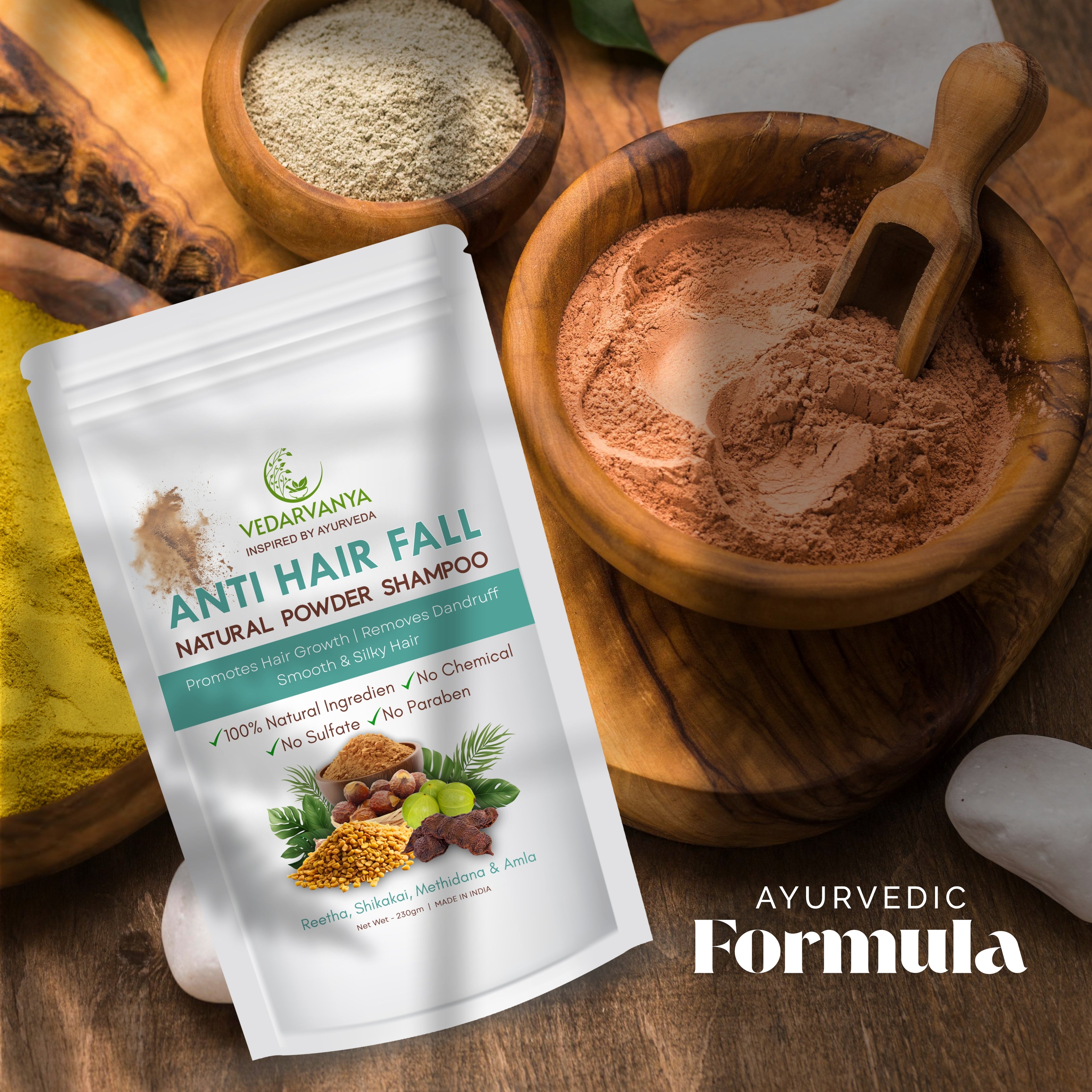 Vedarvanya Anti Hair Fall Natural Powder Shampoo | 230gm