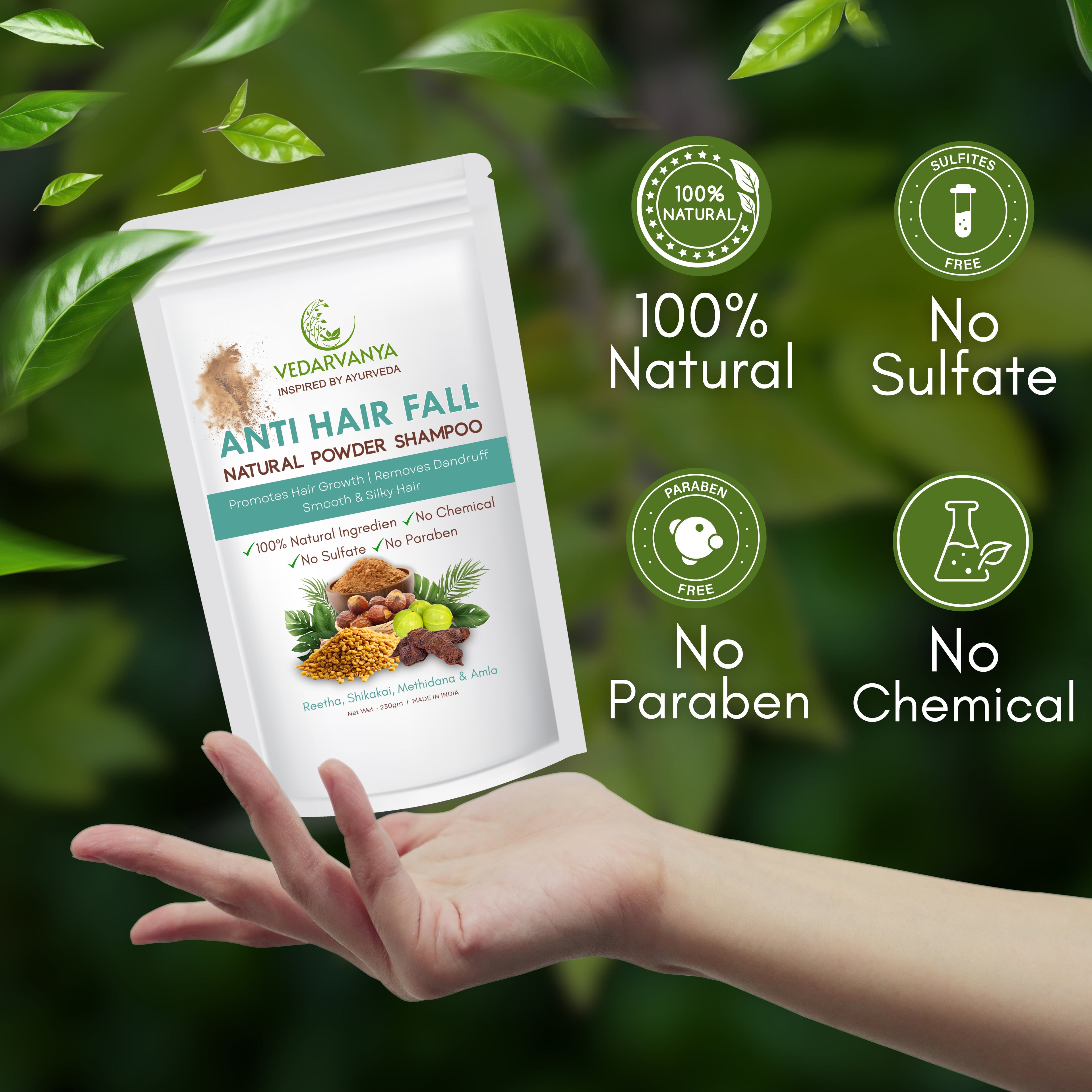 Vedarvanya Anti Hair Fall Natural Powder Shampoo | 230gm