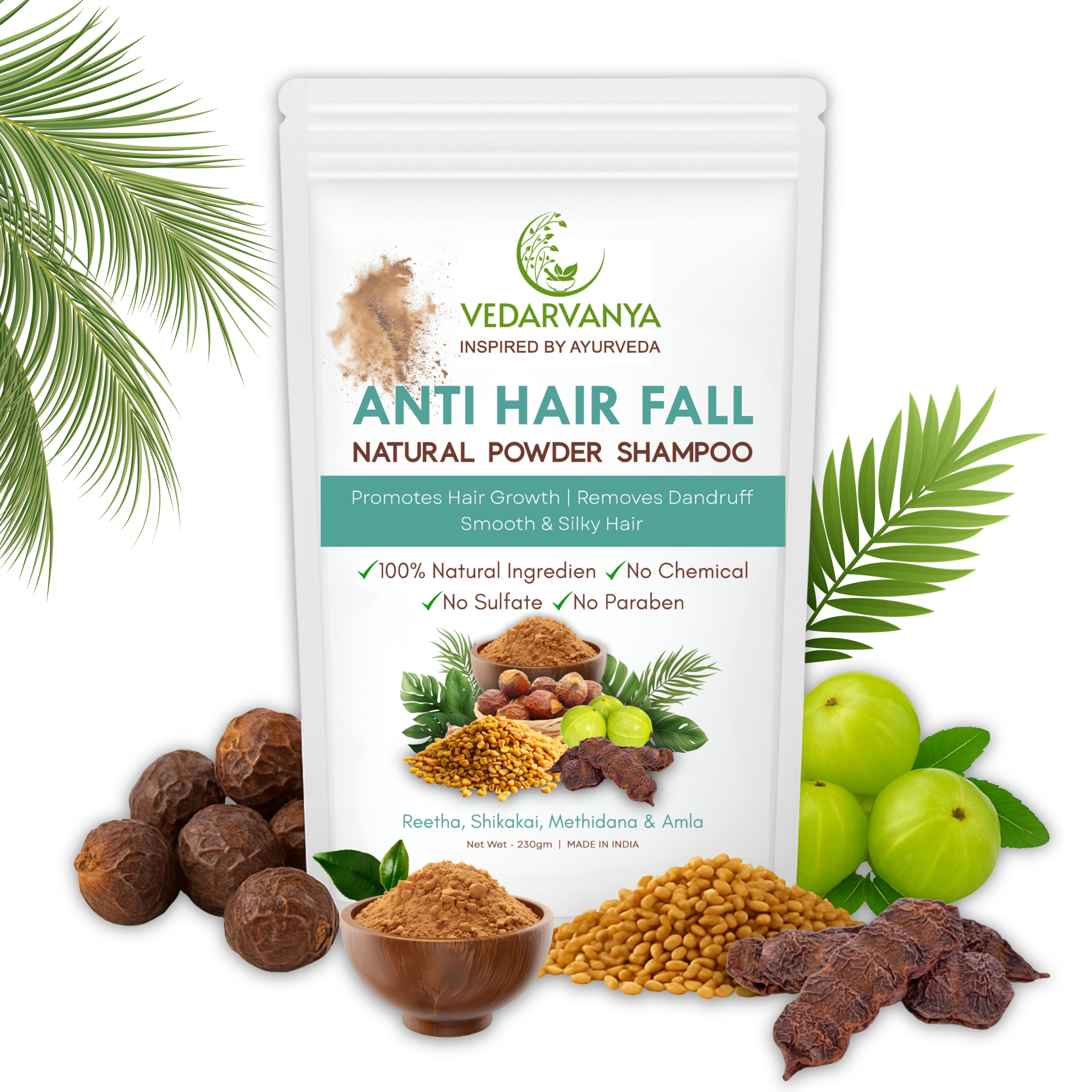 Vedarvanya Anti Hair Fall Natural Powder Shampoo | 230gm